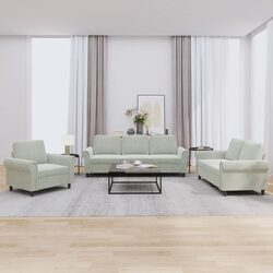 3 Piece Sofa Set Grey Velvet Lounge Suite Cushioned Armchair Couch Living Room