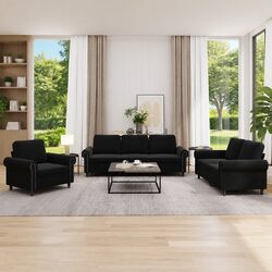 Concise Black Velvet Sofa Set for Your Living Room