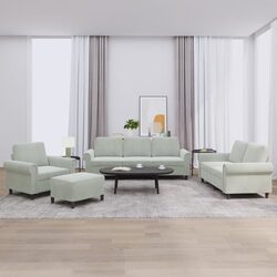 4 Piece Grey Velvet Living Room Sofa Set