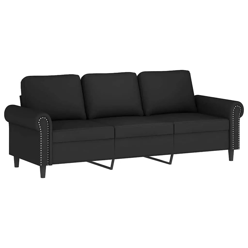 4 Piece Sofa Set Black Velvet Cushions Footstool Living Room Sectional