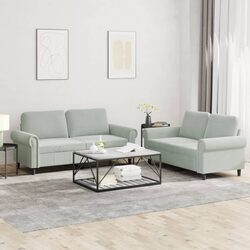 2 Piece Sofa Set in Grey Velvet for Relaxation