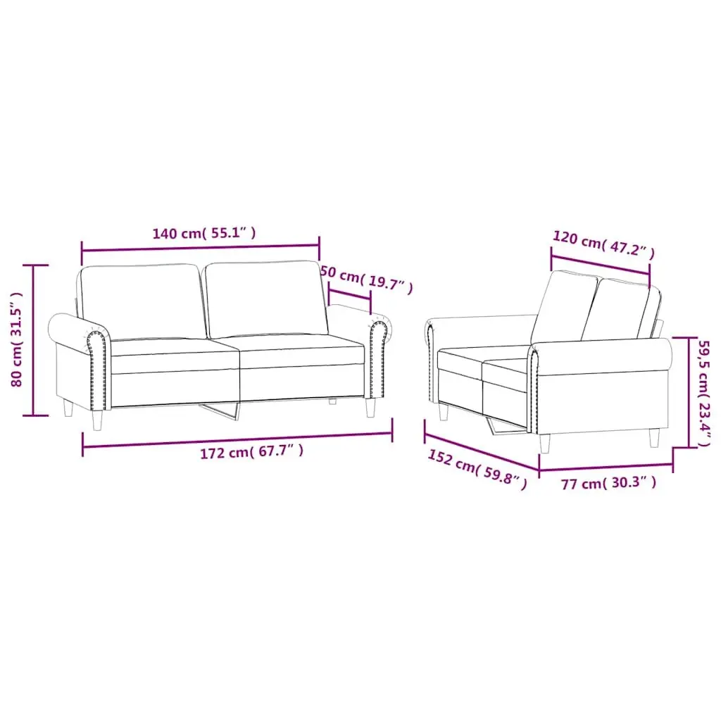 2PieceComfortableSeatingSofaSetBlackVelvetLoungeSuite