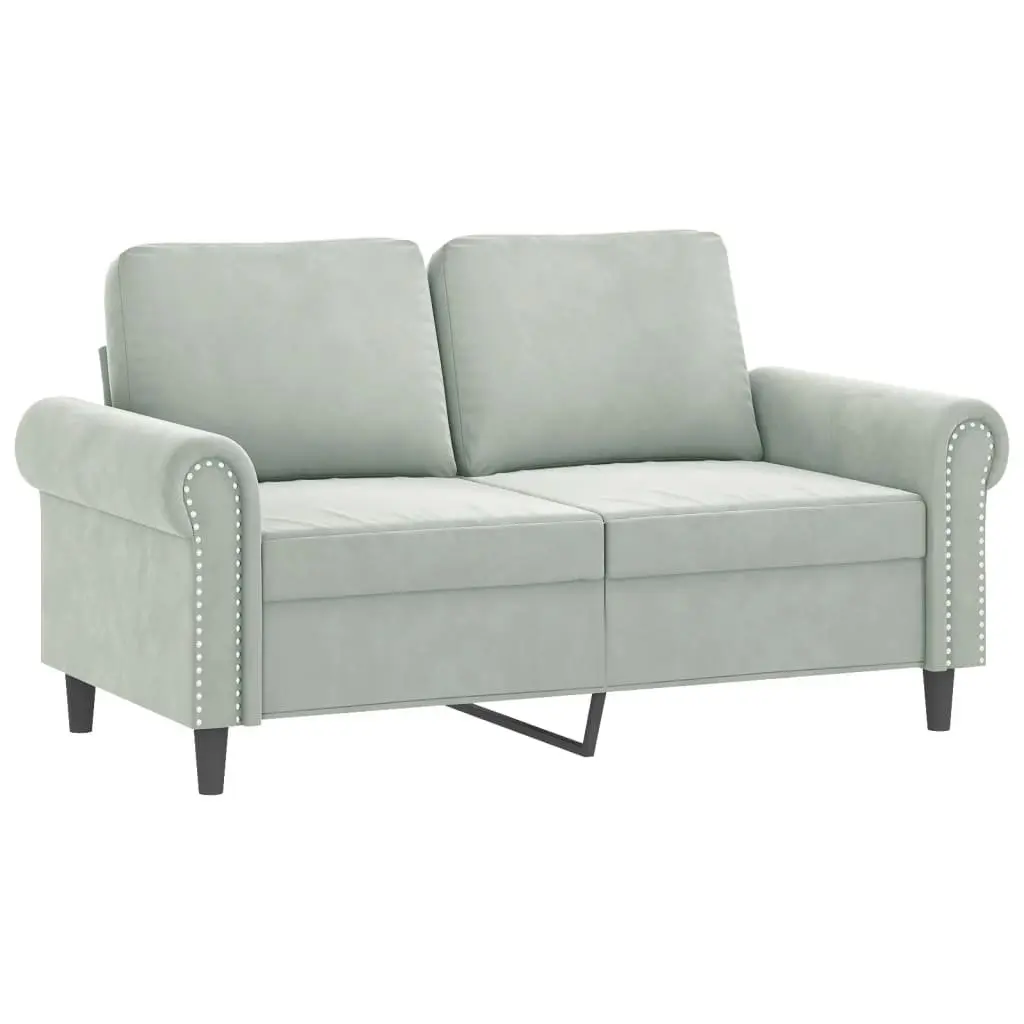 Sofa Set Grey Velvet 2 Piece Soft Upholstery Thickly Padded Seating