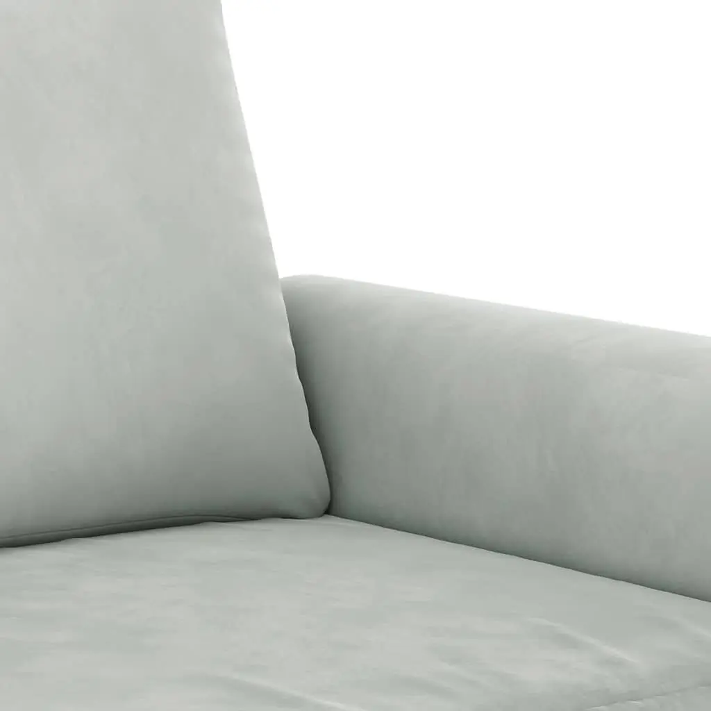Sofa Set Grey Velvet 2 Piece Soft Upholstery Thickly Padded Seating