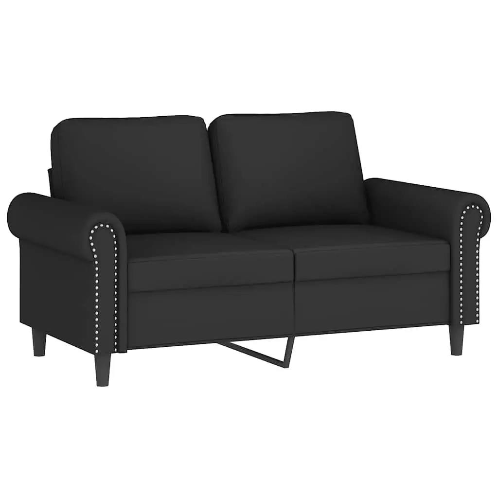 3 Piece Sofa Set Black Velvet Compact Lounge Suite with Cushions