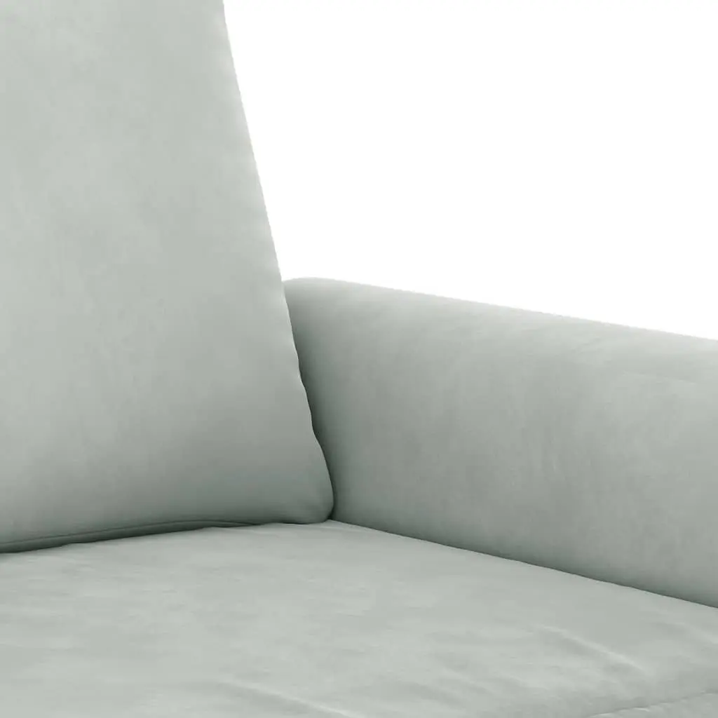 2 Piece Sofa Set with Throw Pillows Grey Velvet Couch Living Room Furniture