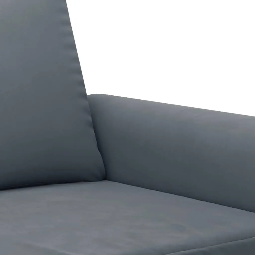 2 Piece Sofa Set Grey Velvet Thickly Padded Seat Armrests Back Support