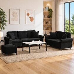 Concise and Functional 3 Piece Sofa Set in Velvet