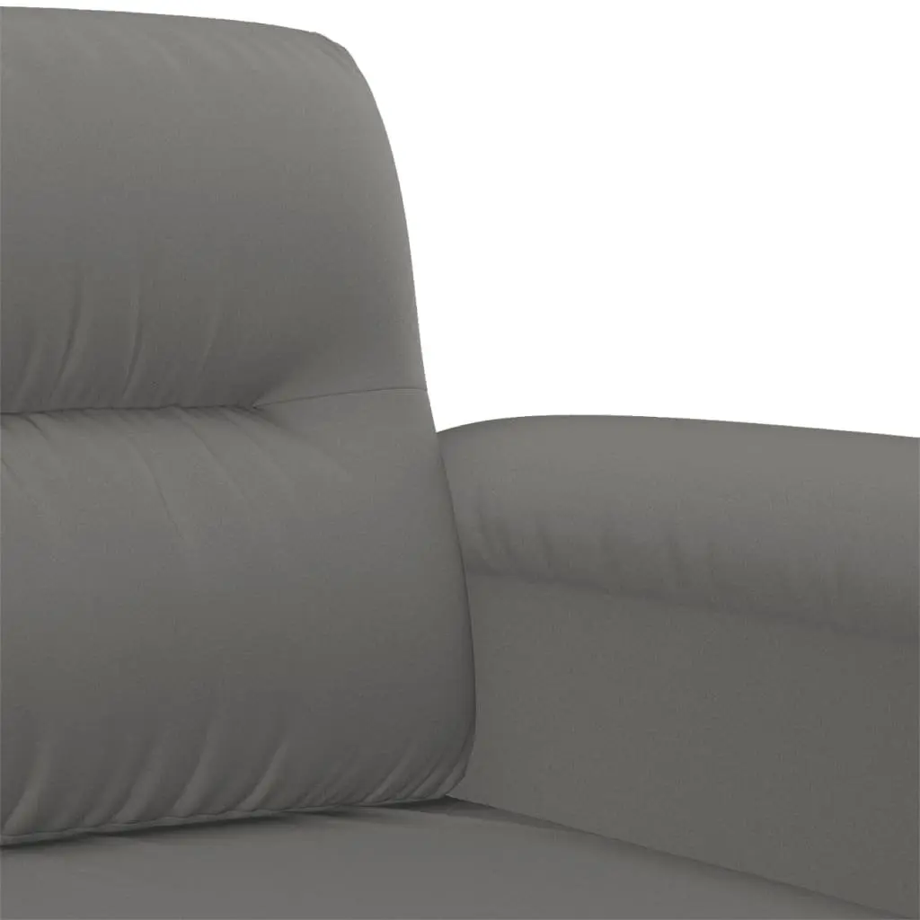 2 Piece Sofa Set Grey Microfibre Fabric Cushions Living Room Furniture Durable