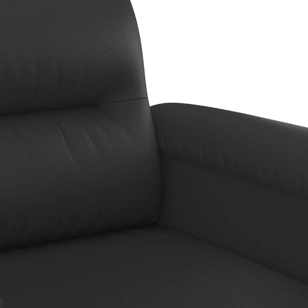 2 Piece Sofa Set Black Faux Leather Lounge Couch with Cushions Living Room