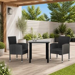 Compact 3 Piece Patio Dining Set - Elegant Black Design