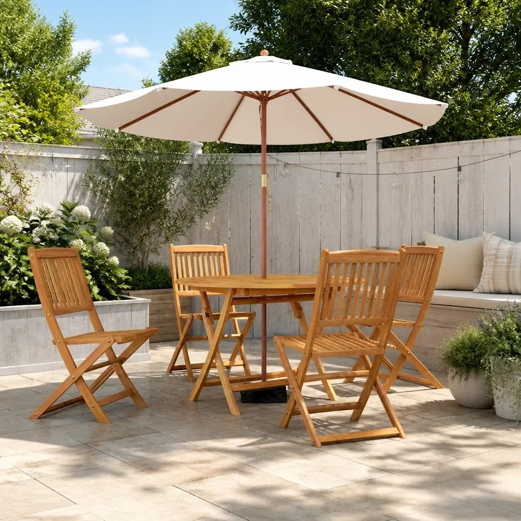 5 Piece Solid Acacia Wood Garden Dining Set