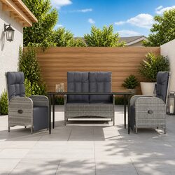 4 Piece Outdoor Dining Set - Chic Grey Poly Rattan Design
