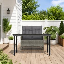 Concise Garden Dining Set 2 Piece Grey Poly Rattan