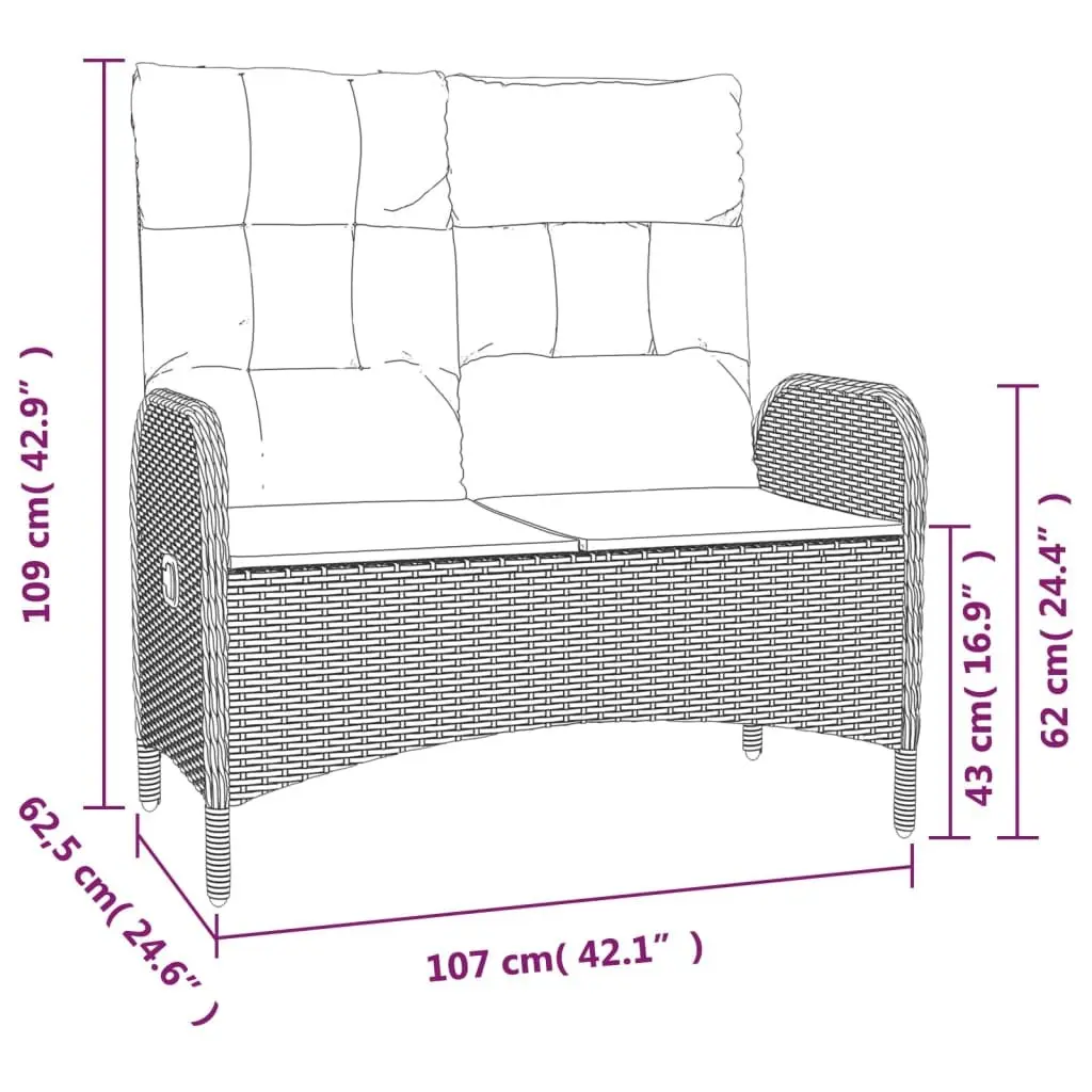 Garden Dining Set 2 Piece Outdoor Furniture Grey Poly Rattan Table Bench