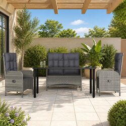 Compact 4 Piece Grey Garden Dining Set