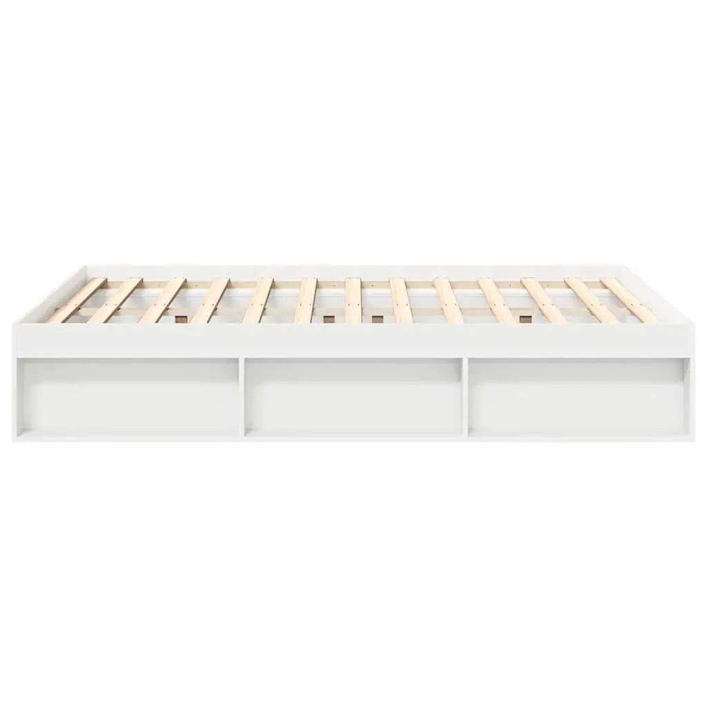 White Bed Frame 150x200 cm with Storage