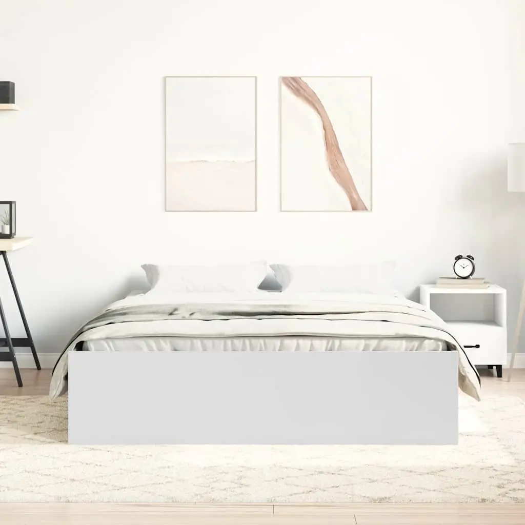 White Bed Frame 150x200 cm with Storage