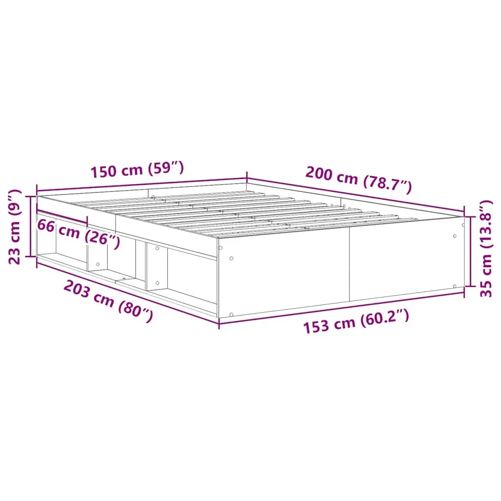 White Bed Frame 150x200 cm with Storage