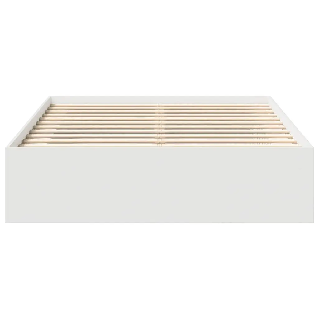 Bed Frame White 135x190 cm Modern Storage Platform Engineered Wood