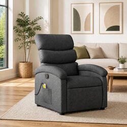 Dark Grey Fabric Massage Recliner Chair