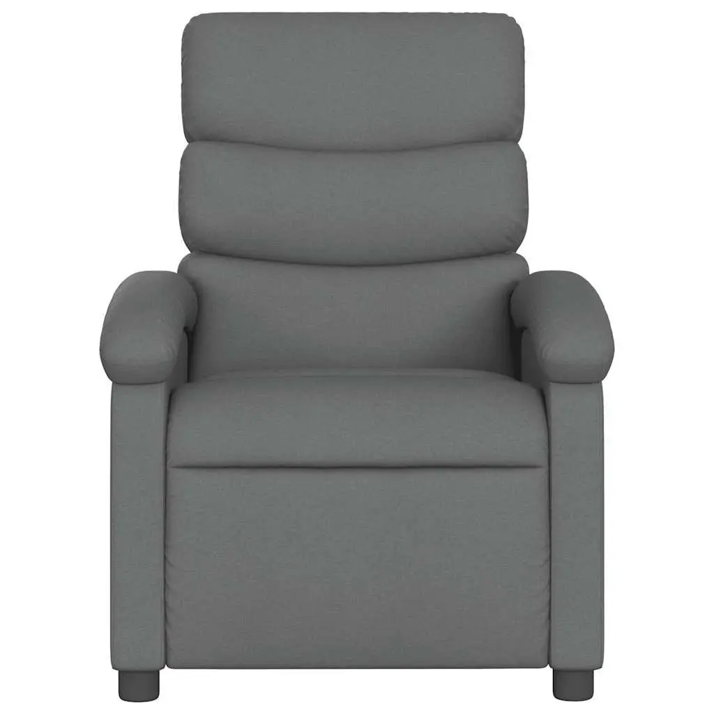 Recliner Chair Dark Grey Fabric Manual Function Vibration Massage Padded Seating