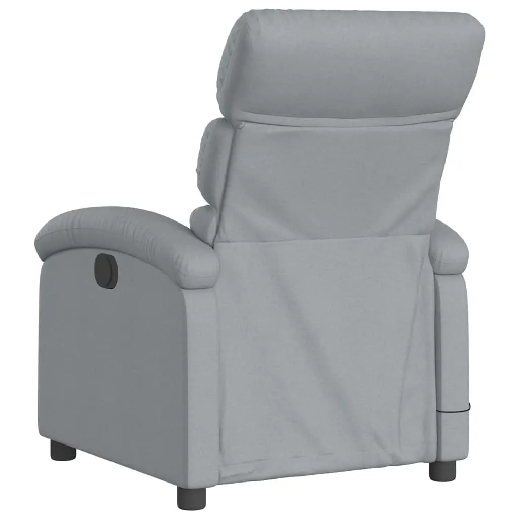 Electric Massage Recliner Chair Grey Fabric Adjustable Reclining 6 Massage Points