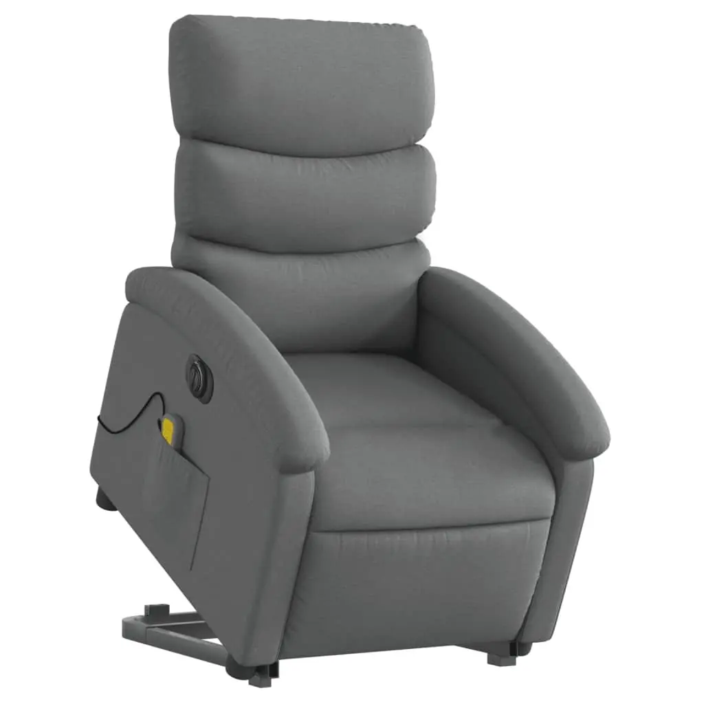 Electric Massage Recliner Chair Grey Fabric Power Lift Adjustable Functions