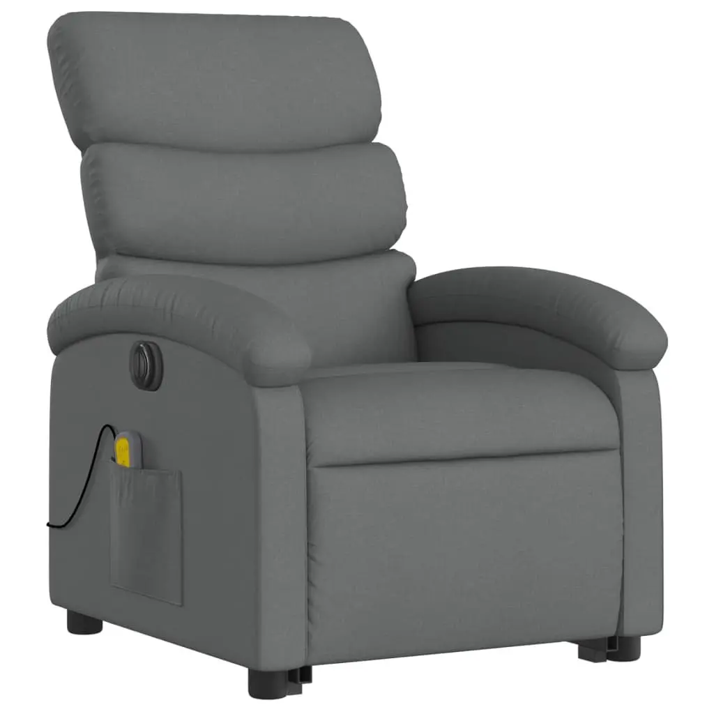 Electric Massage Recliner Chair Grey Fabric Power Lift Adjustable Functions