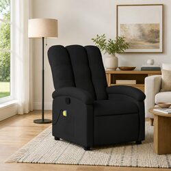 Compact Black Fabric Recliner Chair with Vibration Function