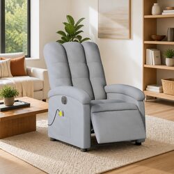Electric Massage Recliner Chair Grey Fabric Armchair Lounge Seat Recline