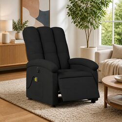 Electric Massage Recliner Chair Black Fabric Armchair with USB Vibration