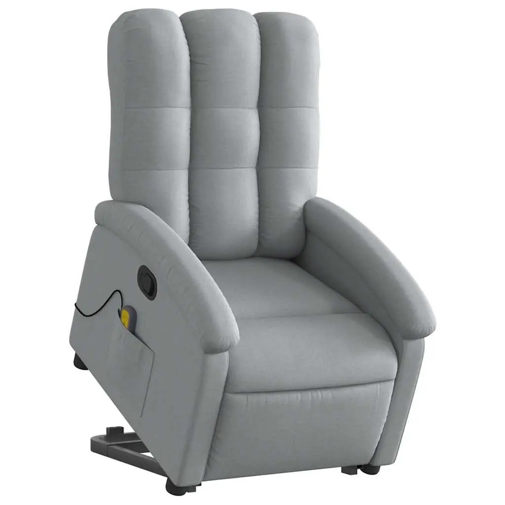 Electric Massage Chair Grey Fabric Stand Up Recliner with Power Lift Function and Manual Reclining