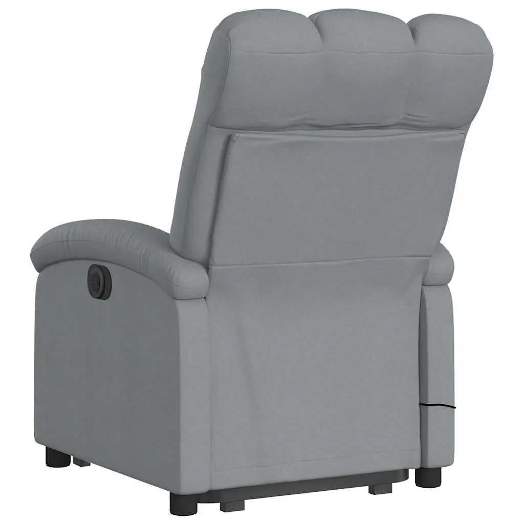 Electric Massage Chair Grey Fabric Stand Up Recliner with Power Lift Function and Manual Reclining