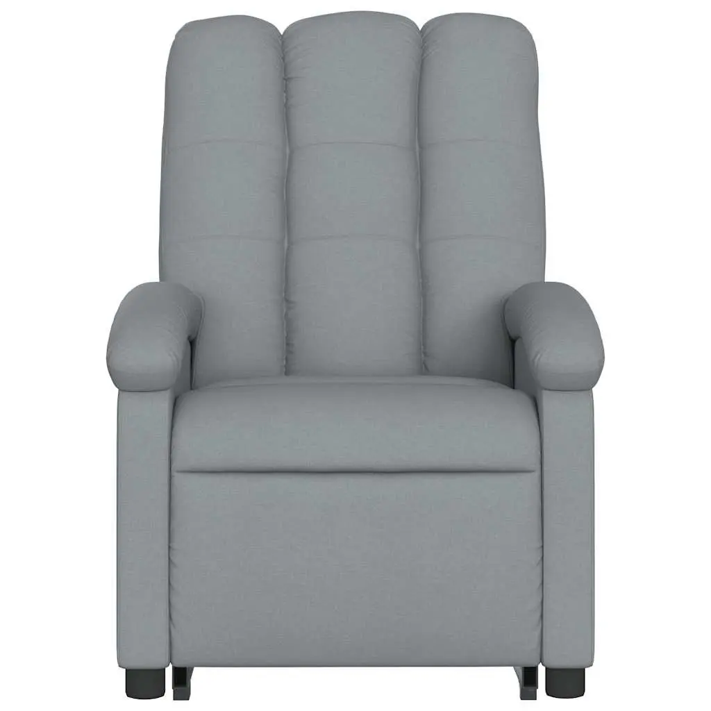 Electric Massage Chair Grey Fabric Stand Up Recliner with Power Lift Function and Manual Reclining