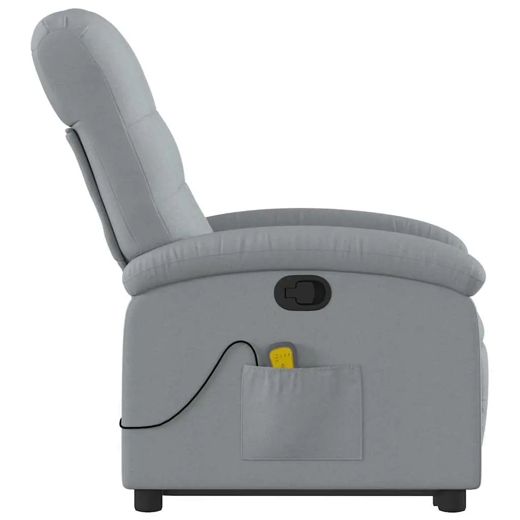 Electric Massage Chair Grey Fabric Stand Up Recliner with Power Lift Function and Manual Reclining