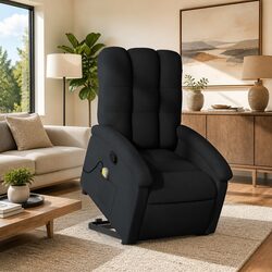 Stand Up Massage Recliner Chair Electric Power Lift Fabric Black Armchair