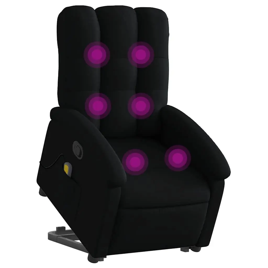 Electric Massage Recliner Chair Black Fabric Power Lift with Manual Reclining and Vibration Massage