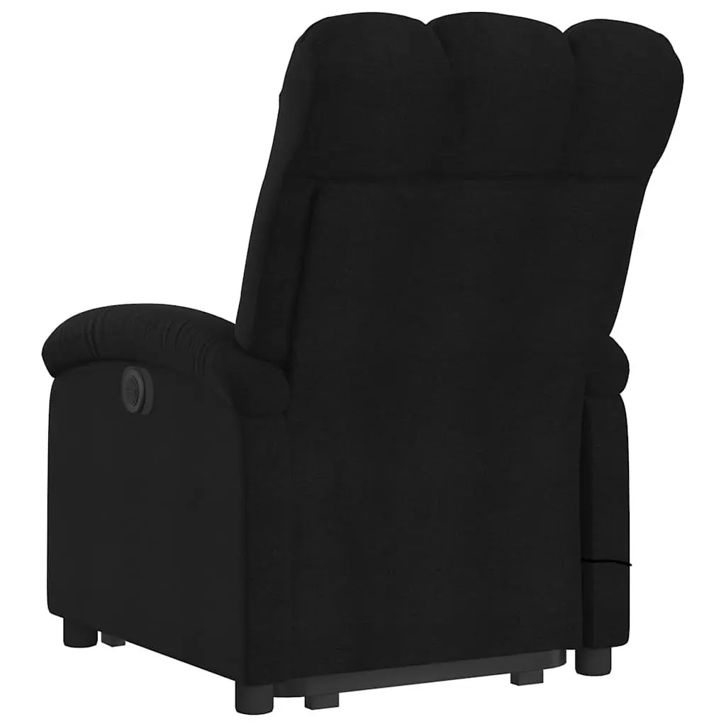 Electric Massage Recliner Chair Black Fabric Power Lift with Manual Reclining and Vibration Massage