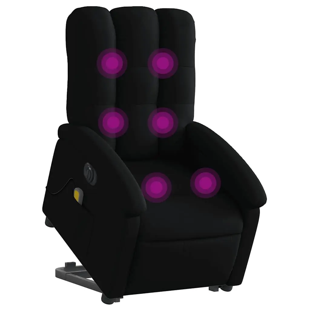 Electric Massage Recliner Chair Black Fabric Power Lift and Automatic Reclining