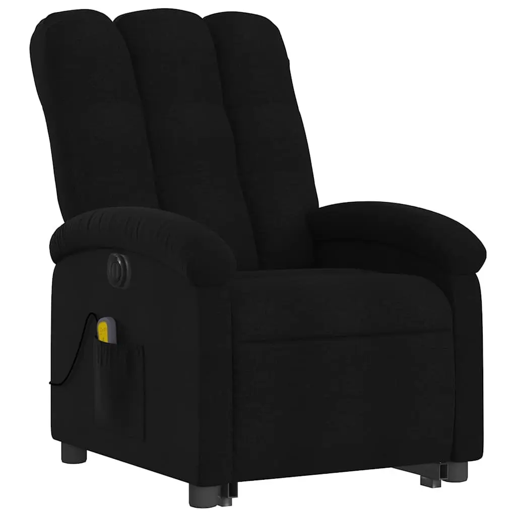 Electric Massage Recliner Chair Black Fabric Power Lift and Automatic Reclining