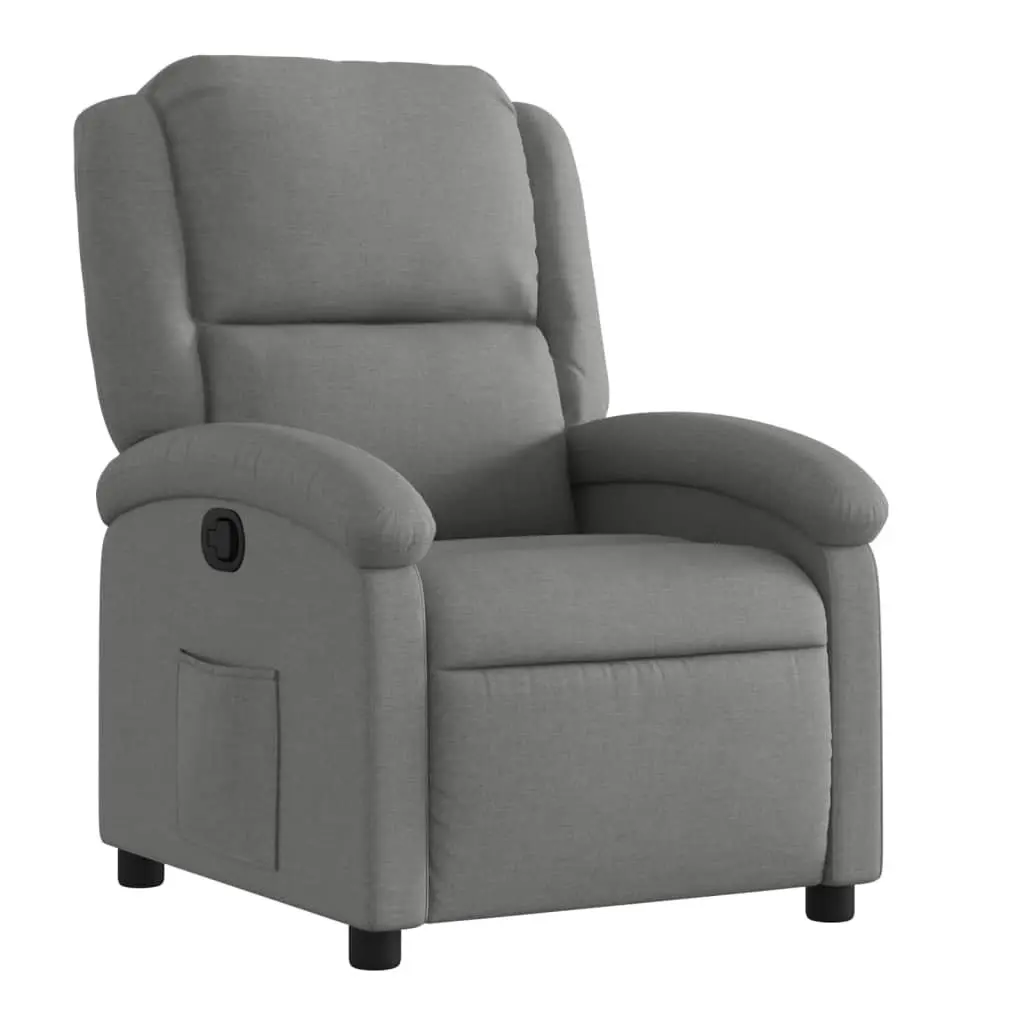 Recliner Chair Dark Grey Fabric Manual Reclining Armchair with Footrest