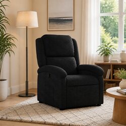 Recliner Chair Black Fabric Manual Reclining Armchair Lounge Seat Footrest