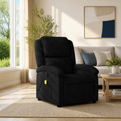 Black Fabric Manual Recliner Chair with 6 Massage Points