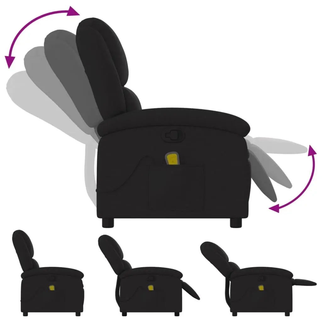 Recliner Chair Fabric Black Manual Adjustable Footrest 6 Massage Points Vibration