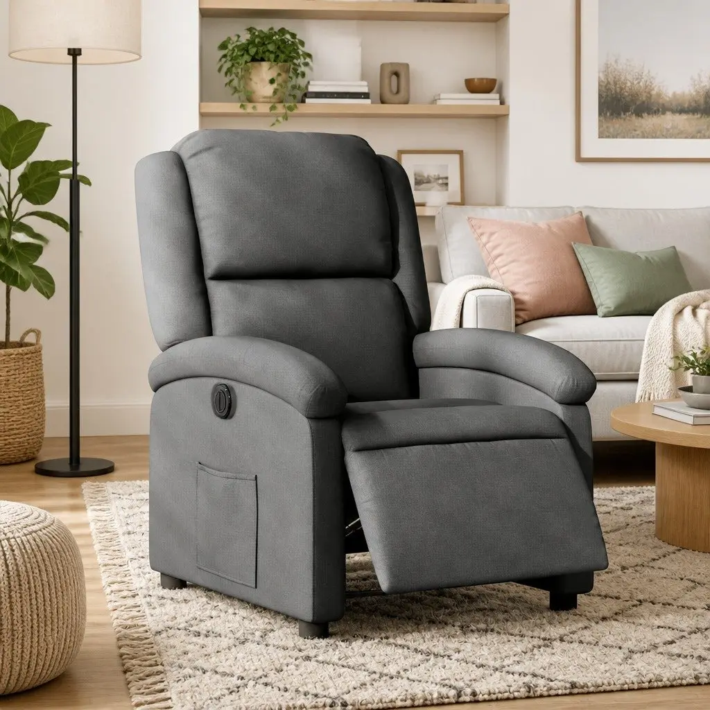 Grey Electric Recliner Chair with Easy Reclining