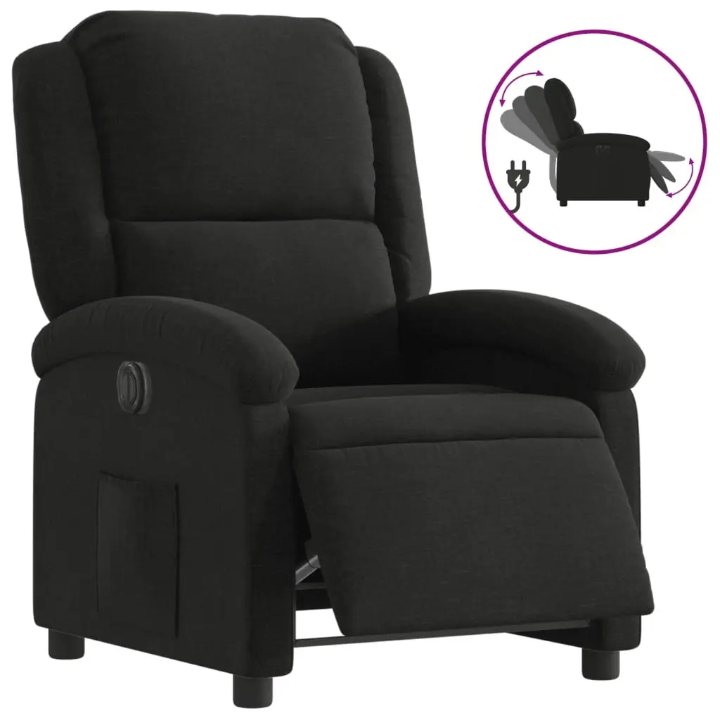 Electric Recliner Armchair Motorized Adjustable Backrest Footrest Black Fabric
