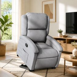 Light Grey Stand-Up Recliner Chair with Electric Lift
