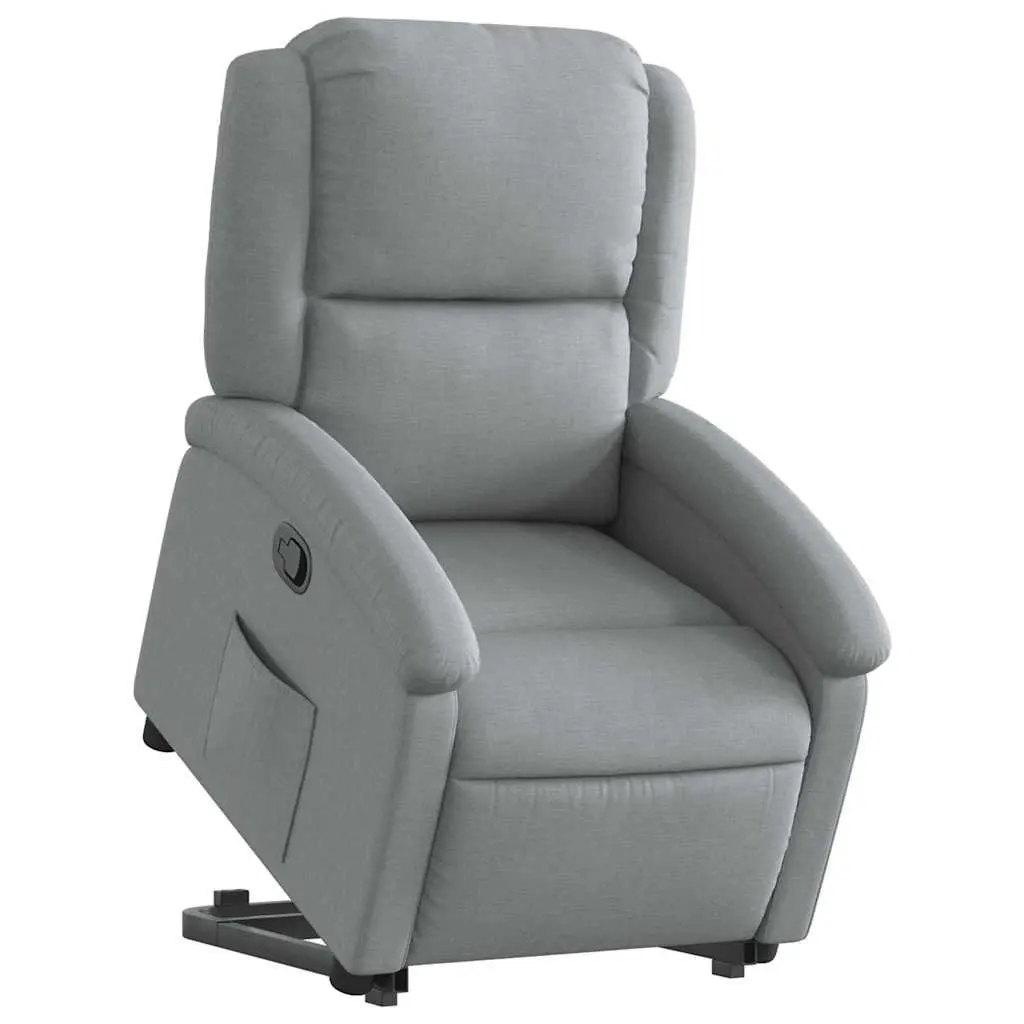 Recliner Chair Light Grey Fabric Power Lift Electric Function Manual Reclining