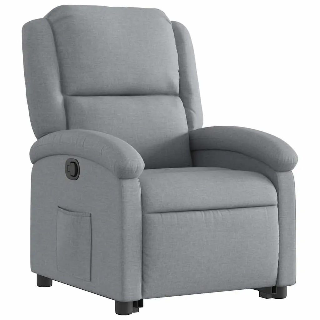 Recliner Chair Light Grey Fabric Power Lift Electric Function Manual Reclining